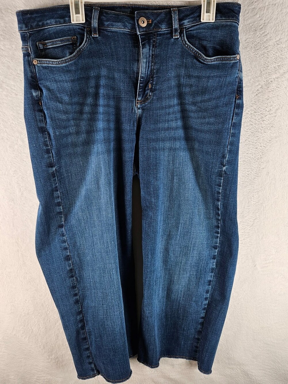 J.Jill Denim Wide Leg Jeans Medium Wash Raw Hem Women's Size 16